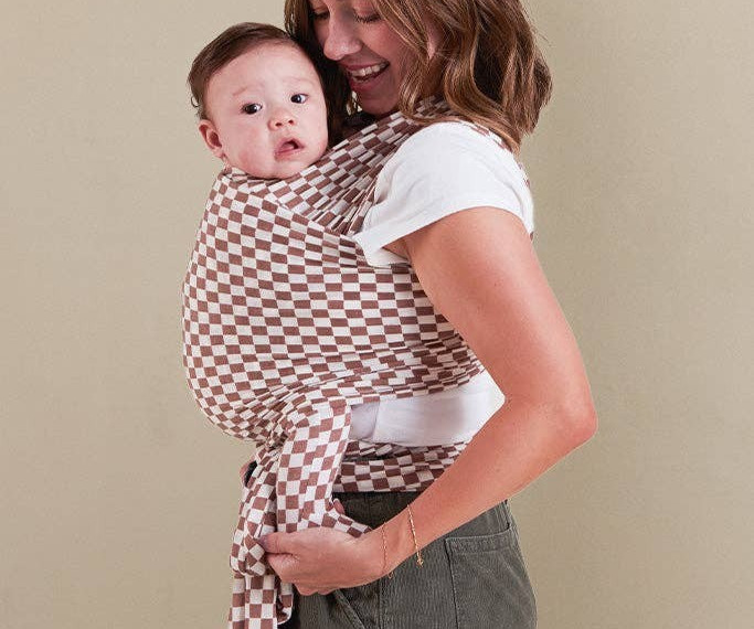 Solly Baby Wrap Carrier Mocha Chequer NEW
