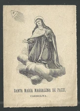 Holy card antique de Sta Maria Magdalena de Pazzis santino estampa