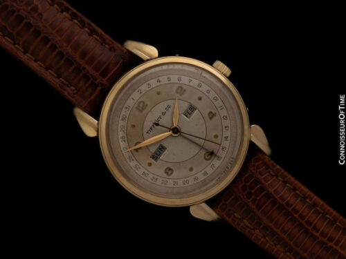 1940's TIFFANY & CO. Triple Calendar 14K Gold "Calendograph" Watch - w/ Warranty - Picture 2 of 8