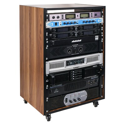 Sound Town DIY 16U Rack Furniture Grade Walnut Laminate Rubber Feet (SDRK-16WN)