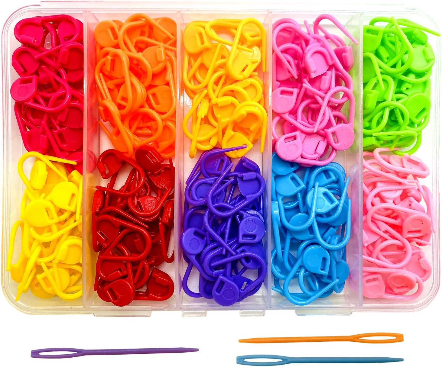 10-Color Locking Stitch Markers Set for Knitting and Crochet - 160Pcs Needle Clip Counters-image
