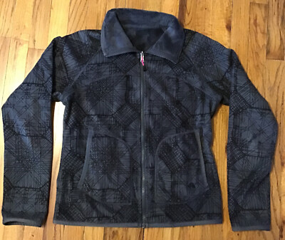 Womens Nike ACG Jacket Black/Gray Geometric Print Fleece Reversible