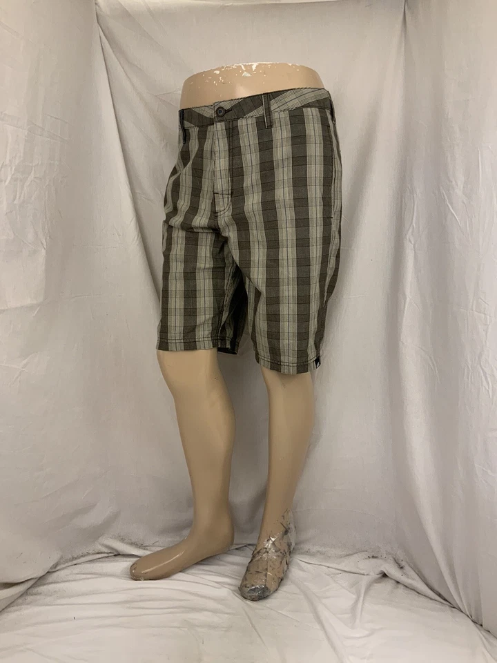 Pantalones Cortos Vans 32 Verde Chino a Cuadros Frente Plano Algodón Poliéster Recto YGI S2-21 Foto 2 de 4