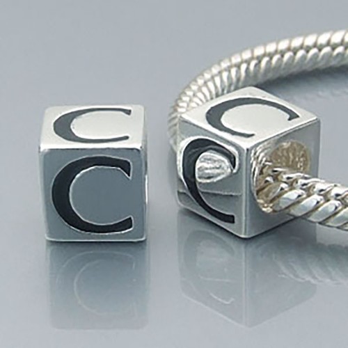 925 Sterling Silver Cube Alphabet Letter A to Z Bead Charm European Bracelet MSL - Picture 4 of 27