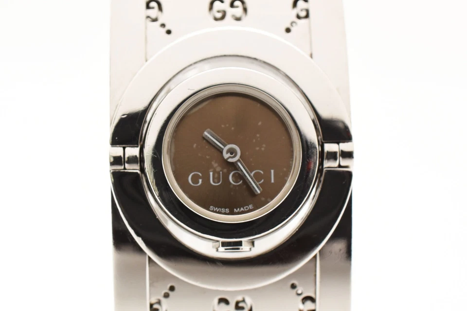 [Exc+5] GUCCI 112 Giro Pulsera Brazalete Esfera Marrón Damas Reloj de Cuarzo JAPÓN Foto 2 de 4