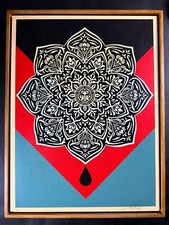 A+ - Shepard Fairey - Obey - Blood & Oil Mandala - Oil Drop - Wood AP Edition