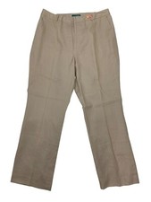VTG Lauren Ralph Lauren Womens 18W Beige Linen Trousers Lined Acetate Hi-Rise