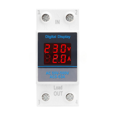 AC50-500V 63A/100A Din Rail Single Phase Digital Display Voltage Current Meter