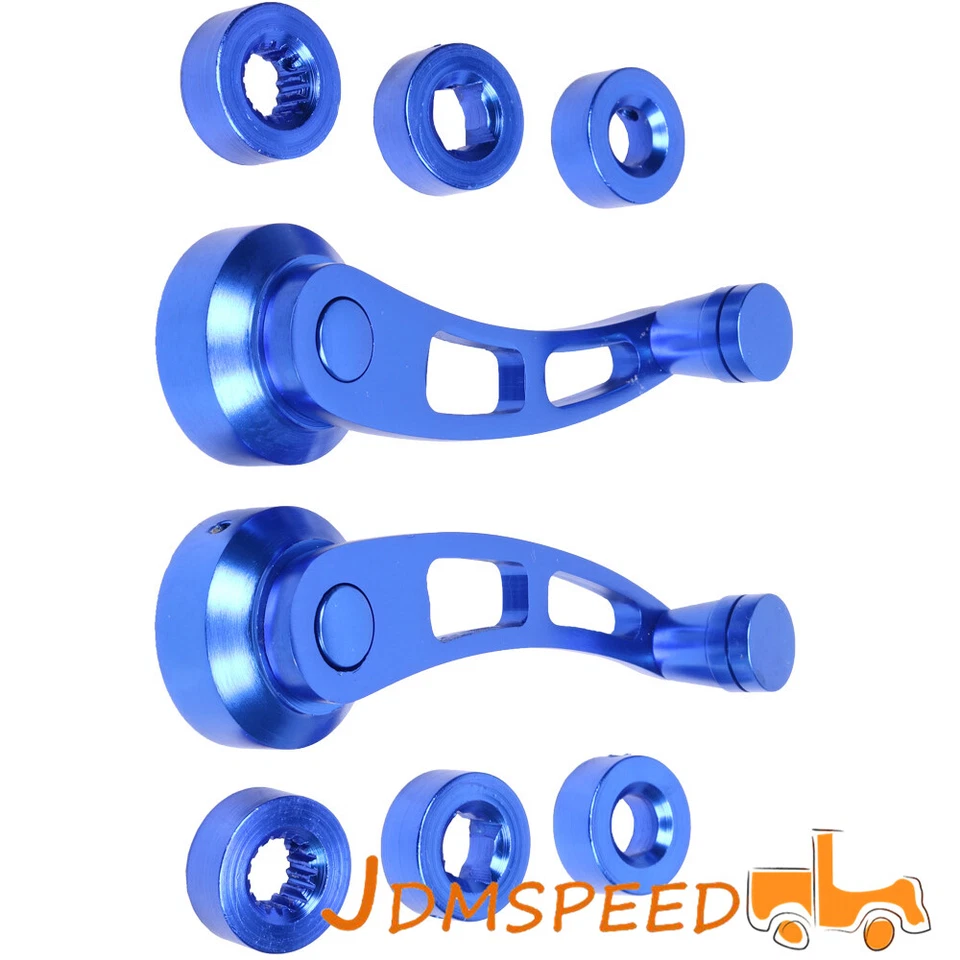 Bobinadora universal de ventana de coche manivela de vidrio perillas de aluminio metal 2 piezas azul Foto 2 de 4