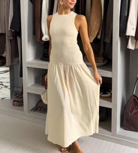H&M : Light Beige Smocked Jersey Dress : 1275801001 : ALL SIZES - Picture 4 of 4