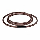 Men Women Brown Wax Leather Cord Stainless Steel  Necklace Rope (Push & Turn)