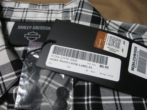S nwt Harley Davidson Womens Pink Label Plaid Woven Shirt Soft 96284-23VW - Picture 6 of 6