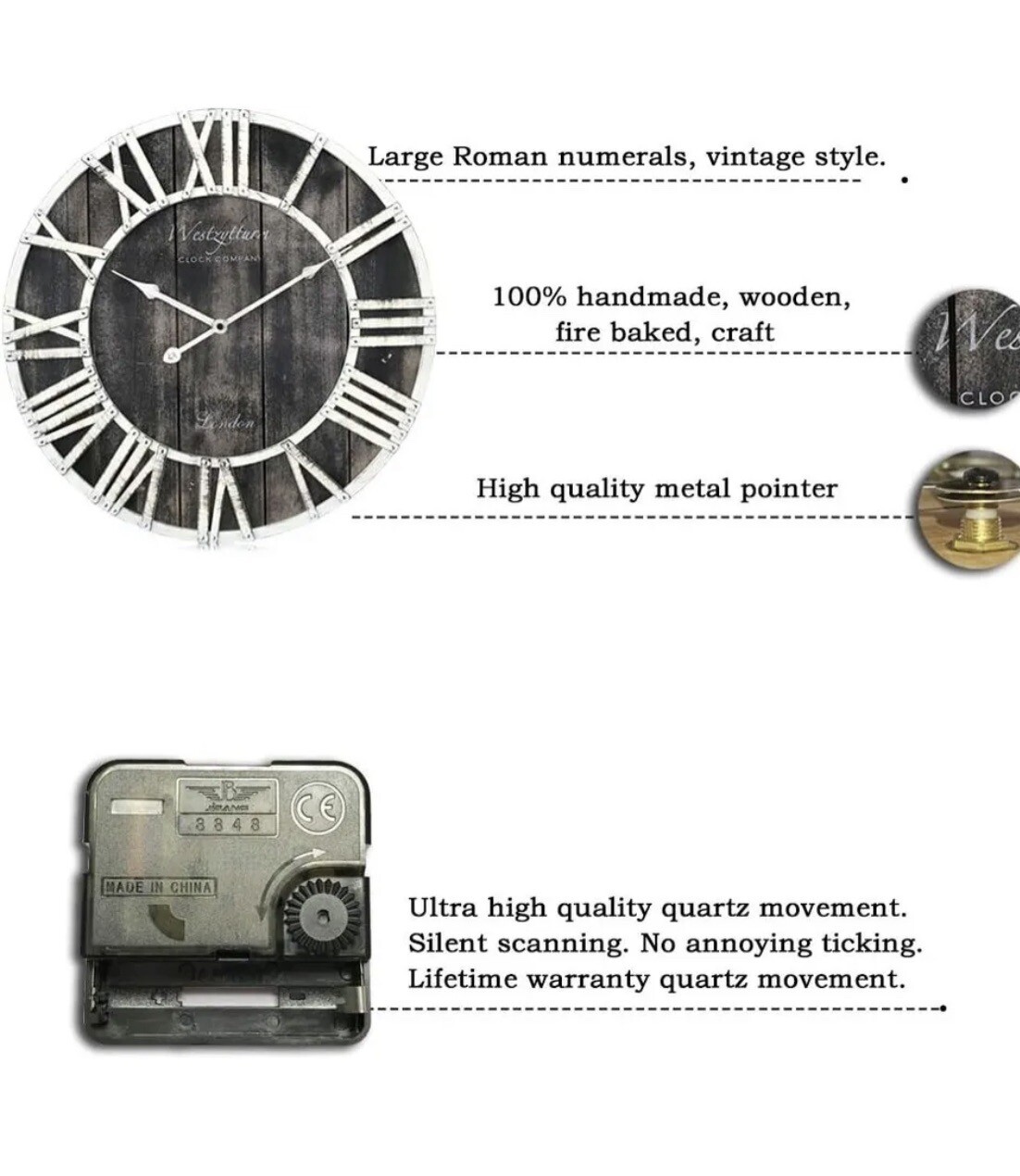 Westzytturm Extra Large Wooden Wall Clock Roman Numerals Wall Clocks eBay