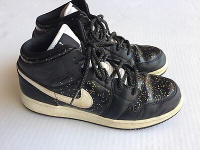 靴 AIR jordan1 Mid SE Black Speckle GS Nike Air Jordan 1 MID SE ( GS) Black Speckle Youth Shoes US
