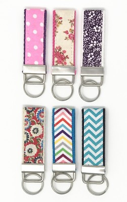 Mini Fabric Webbing Key Fob with silver keyring keychain