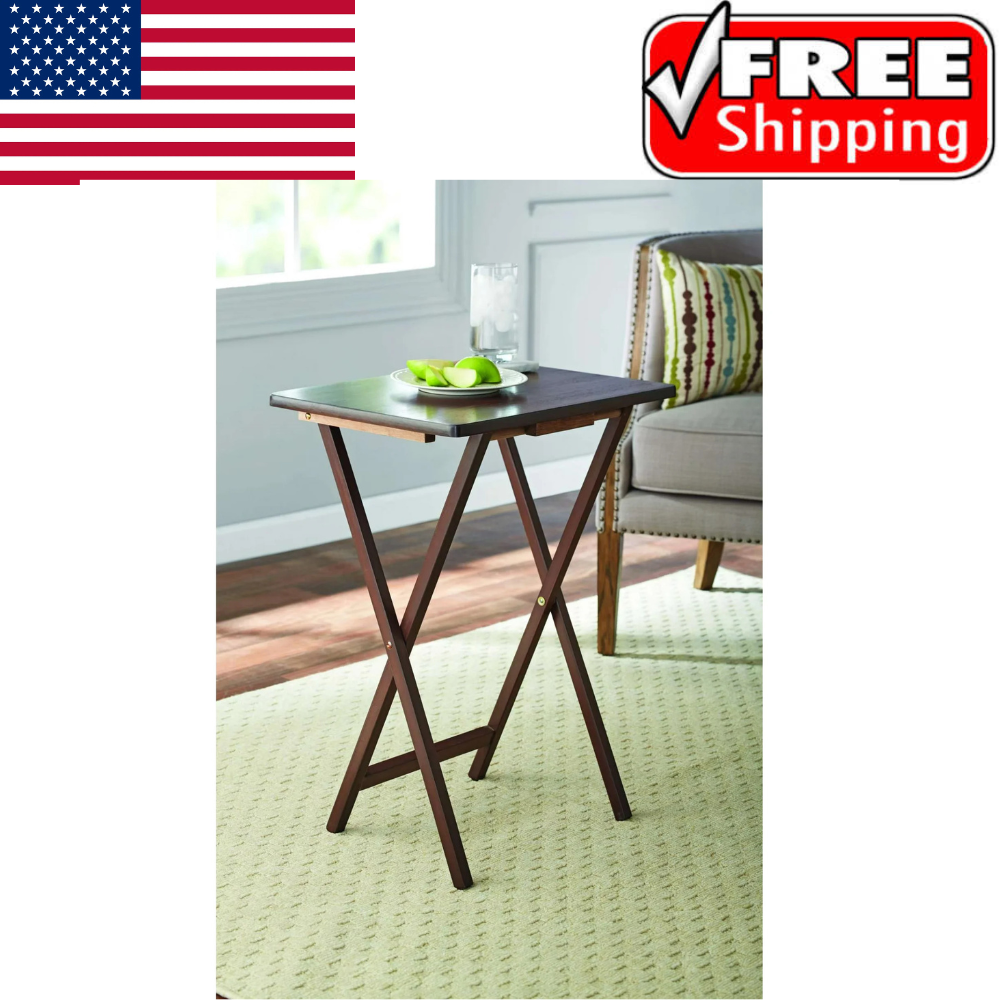 Folding TV Tray Table Set in Walnut 19 X 15 X 26