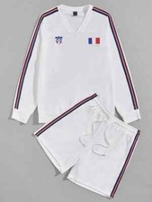 SHEIN Men Flag Print Contrast Tape Pullover Drawstring Shorts Size Med New