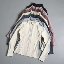 Womens High-Elastic Yoga Jacket Loose Fit Lon...