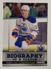 2016-17 UD Biography Of A Season DRAKE CAGGIULA Edmonton Oilers Card# EDM-4