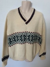 Vtg Lands End Wool Nordic Winter Sweater Men  s Snowflake Slouchy Grandpacore XL