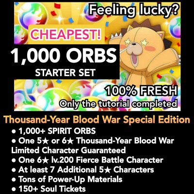 Bleach Brave Souls 1,000 SPIRIT ORBS *100% FRESH* GLOBAL STARTER SET TYBW