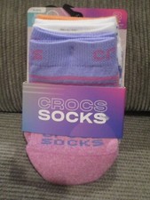 CROCS 3-PACK KIDS POOL PARTY TROPICAL/ WHITE LOW CUT SOCKS SIZE SMALL NEW