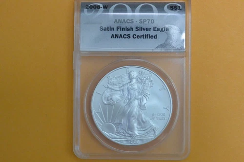 2008-W 1oz $1 (Burnished) Silver American Eagle Coin ANACS SP70