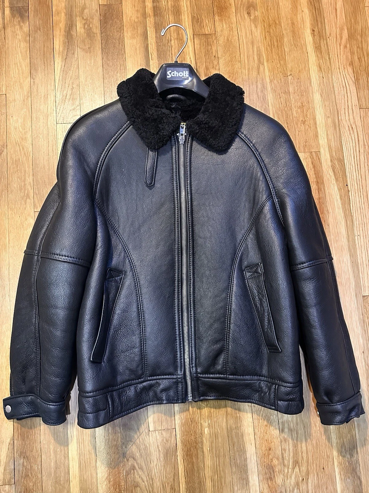 Veste noire bomber peau de mouton Supreme Schott saison (2016) rare FW16J5 taille M