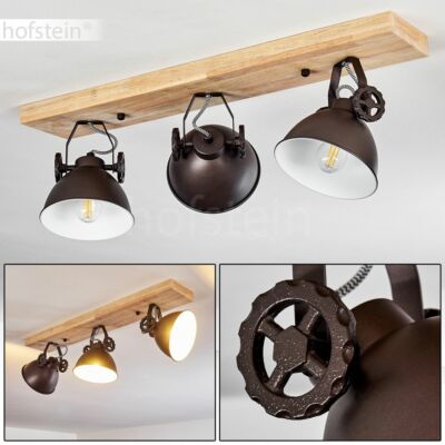 Plafonnier Suspendu Hofstein 3 Spots En Bois - Style Moderne - Noir/marron Et Blanc - Pour Salon, Couloir, Chambre