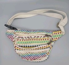 Vintage Y2K 90s Fanny Pack Belt Bag Zipper Made In USA Embroidery Rainbow Retro