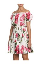 $1745 DOLCE GABBANA off SHOULDER FLORAL PRINT COTTON DRESS IT42 US 6