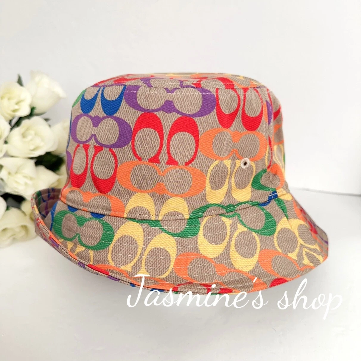 NWT Coach Rainbow Signature Bucket Hat c9919 Coach Retail