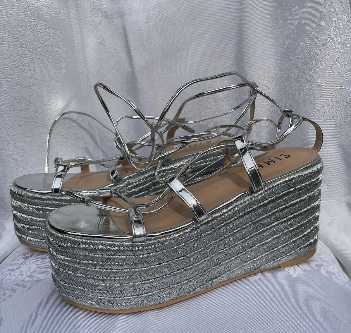 Silver platform shop wedge sandals