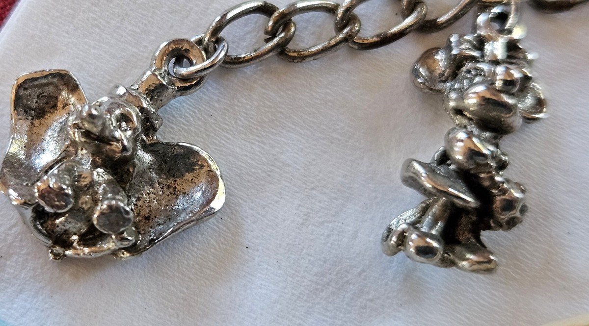 Vintage Walt Disney Sterling Bracelet with 7 Nice Detailed 