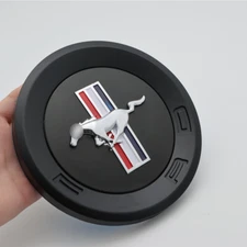 Black Round Decklid Emblem 3D Horse Trunk Lid Badge 5.9'' For Mustang Shelby