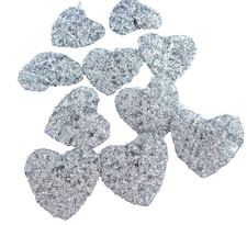 Silver Tinsel Hanging Hearts x 10 Wedding Christmas Decoration 10cm