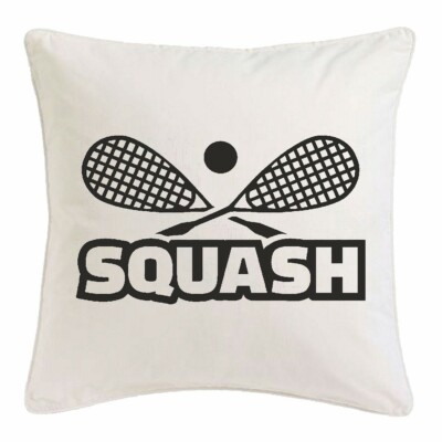KISSENBEZUG 40X40cm SQUASH SQUASHSCHLÄGER SQUASHSPIELER SQUASHHALLE SQUASH BALL