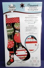 NEW Needle Creations Stamped Embroidery ORNAMENTS Christmas STOCKING Panel Kit