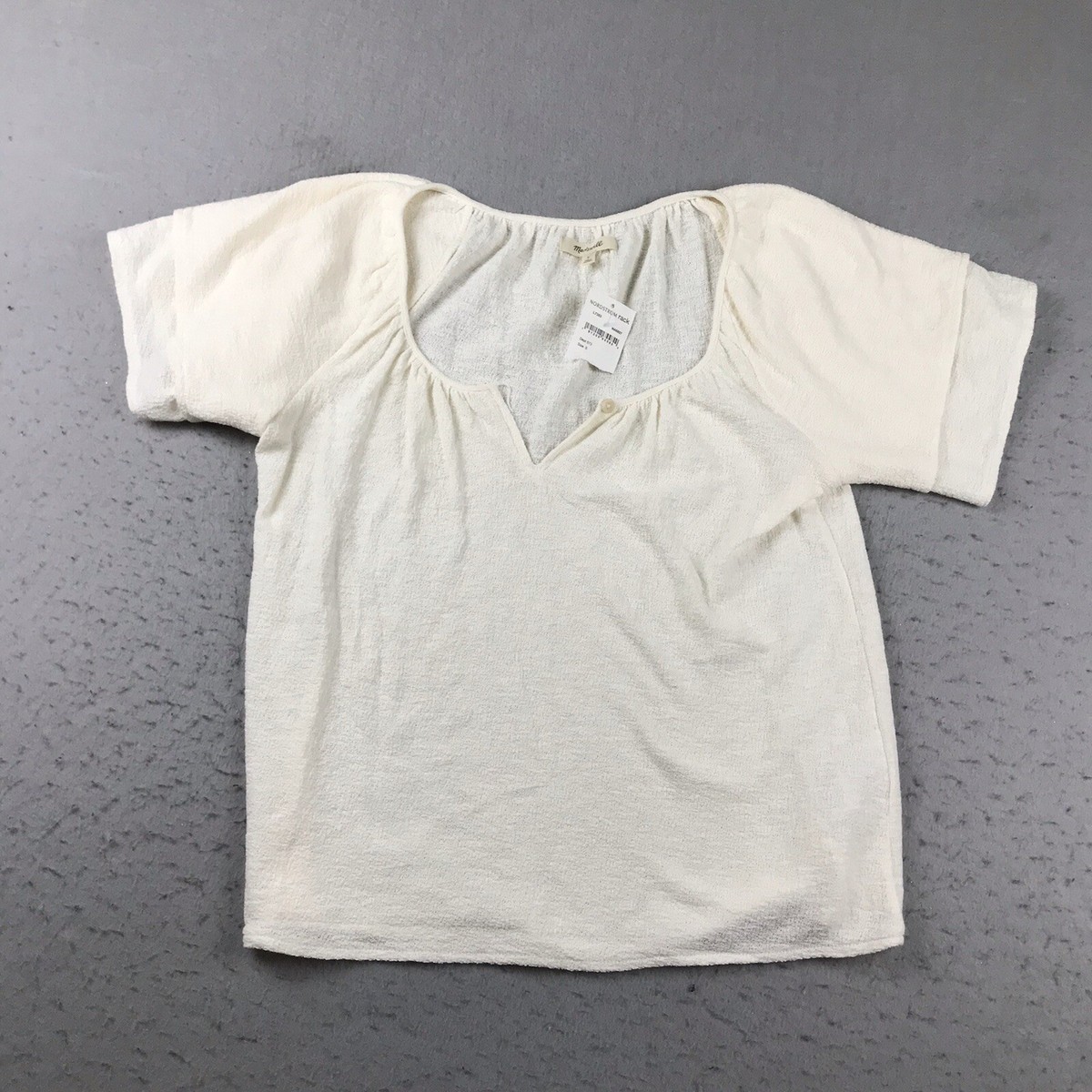 Madewell Shirt Womens Small Ivory Cotton Raglan Short Sleeves
