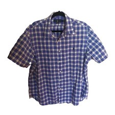 Polo Ralph Lauren Men's Button Up Short Sleeve Shirt Blue 100 Cotton Sz XL