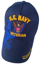 U.S. Navy Veteran, Eagle Emblem on front and shadow, navy blue hat