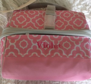 Pottery Barn Kids Violet Retro Lunch Box Pink And White Pbt New
