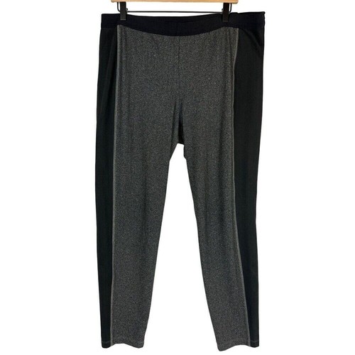 Eileen Fisher Womens XL Pull On Legging Pant Black/Gray Herringbone Panel Lounge