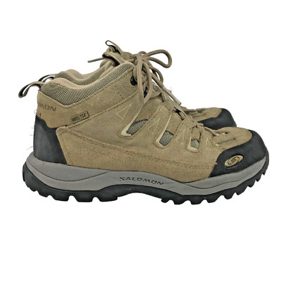 SALOMON Women 7/38 Hiking Boots Tan Suede Padded Comfort Shoes READ