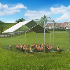 Metal Walk-in Chicken Run Coop Cage Pen Hens Rabbit Dogs Ducks Chickens Poultry
