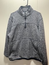 Woolrich Pullover Quarter Zip Sweater Blue/Gray Mens Size Large Zip Pockets