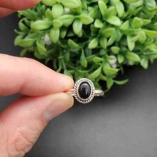 925 Sterling Silver Natural Black Onyx Ring Gemstone Women Jewelry For Her A 67