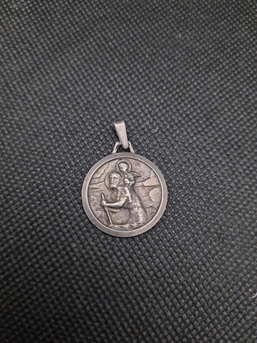 Ancien Pendentif Régional Saint Christophe En Métal Argenté - Médaille De Protection