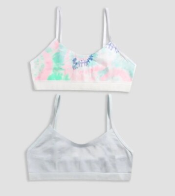 Maidenform Girls Small 2 pk Bonded Crop Tie-Dye Bra Pale Lavender/Light Blue