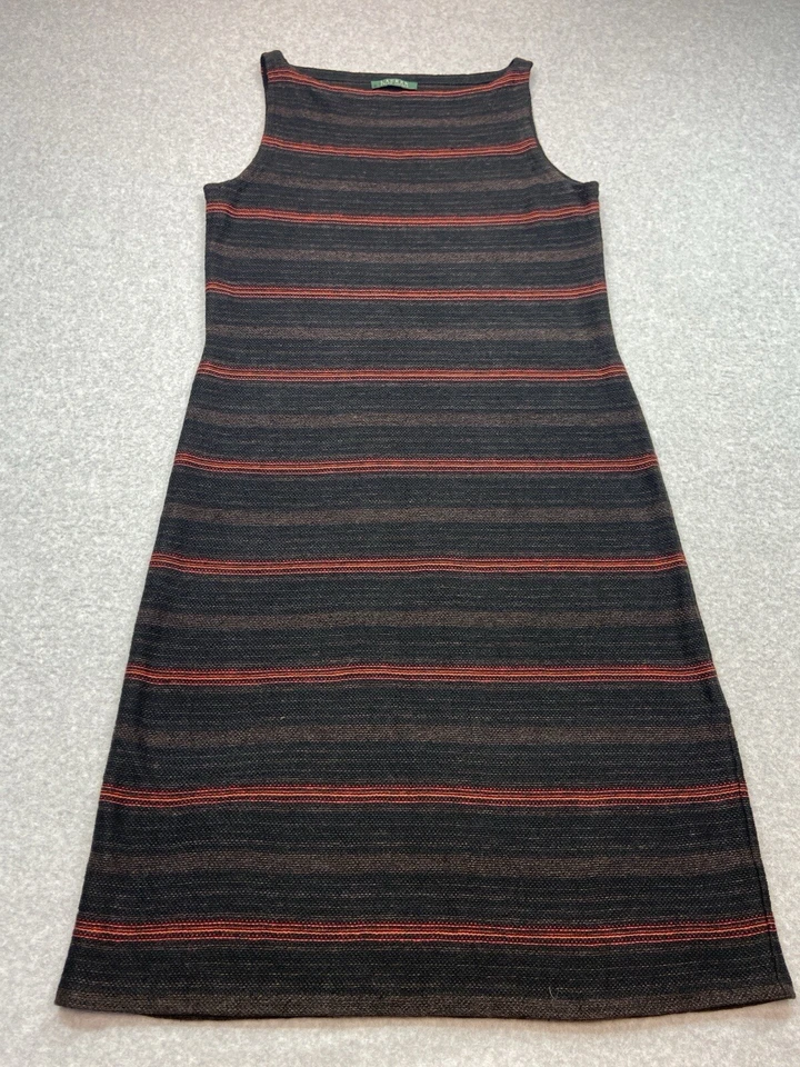 Lauren Ralph Lauren Dress Womens Medium Brown Black Striped Knit Sleeveless Midi - Image 3 of 4
